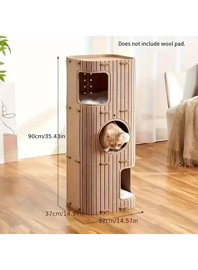 برج قطط 3 طوابق منزل قطط متعدد المستويات عمود خدش للتسلق لثلاث قطط - Image 5